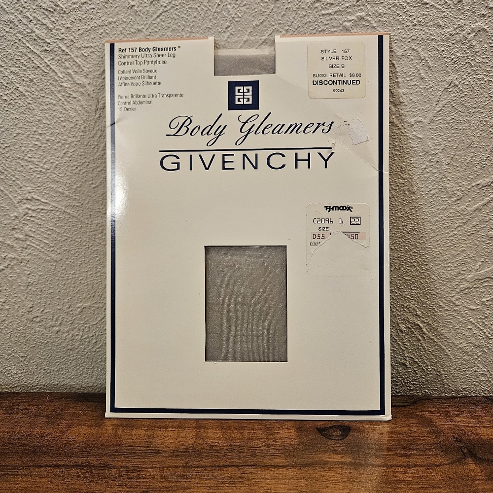 Vtg Givenchy Ref 157 Silver‎ Shimmery Body Gleamers Control Top Pantyhose Sz B